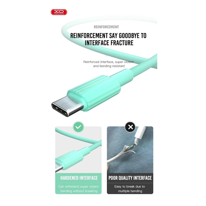 XO NB156 Durable TPE Universal USB-C to Lightning PD Data & Fast 2.4A Charger Cable 1m White – 4