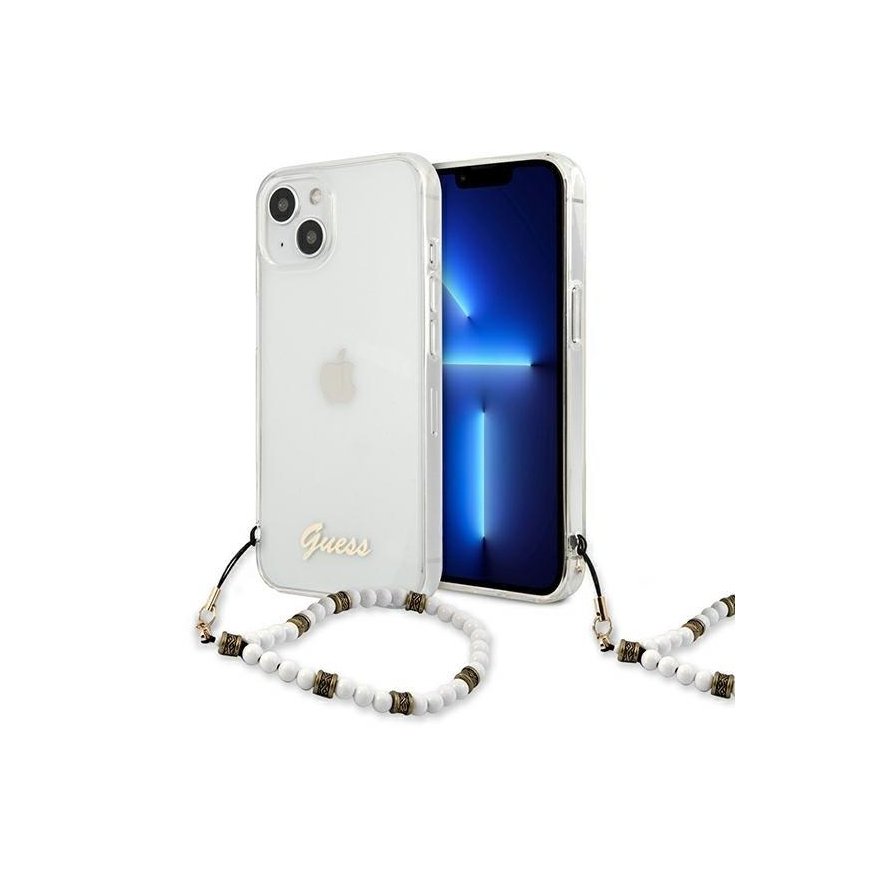 Guess GUHCP13SKPSWH iPhone 13 mini 5.4" Transparent hardcase White Pearl