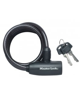 MASTER LOCK 1,8m long x 8mm diameter keyed cable lock black