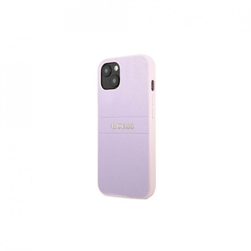Guess GUHCP13SPSASBPU iPhone 13 mini 5.4 inch Purple/Purple Saffiano Hot Stamp & Metal Logo