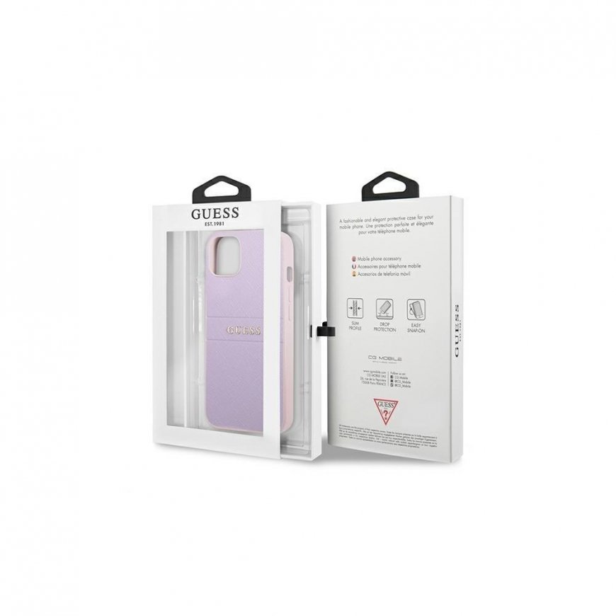 Guess GUHCP13SPSASBPU iPhone 13 mini 5.4 inch Purple/Purple Saffiano Hot Stamp & Metal Logo – 4