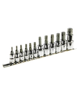 Topex Torx bits on 1/4, 3/8, 1/2 inch socket, set 12 pcs.