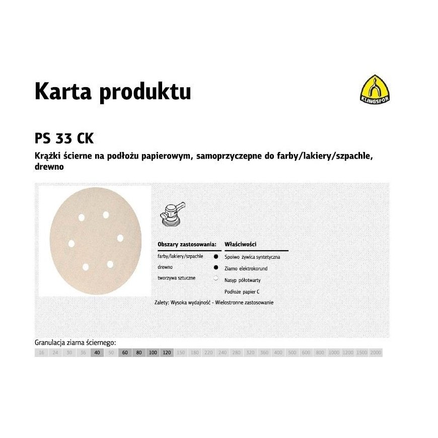 KLINGSPOR 150mm LIPAKIUS LAIKYMOSI ABRAZYVINIS DISKAS PS33CK gr. 60 GLS3 / 100 vnt. – 3