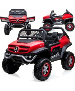 Lean Cars Double electric car for children Mercedes Unimog 4x4, red