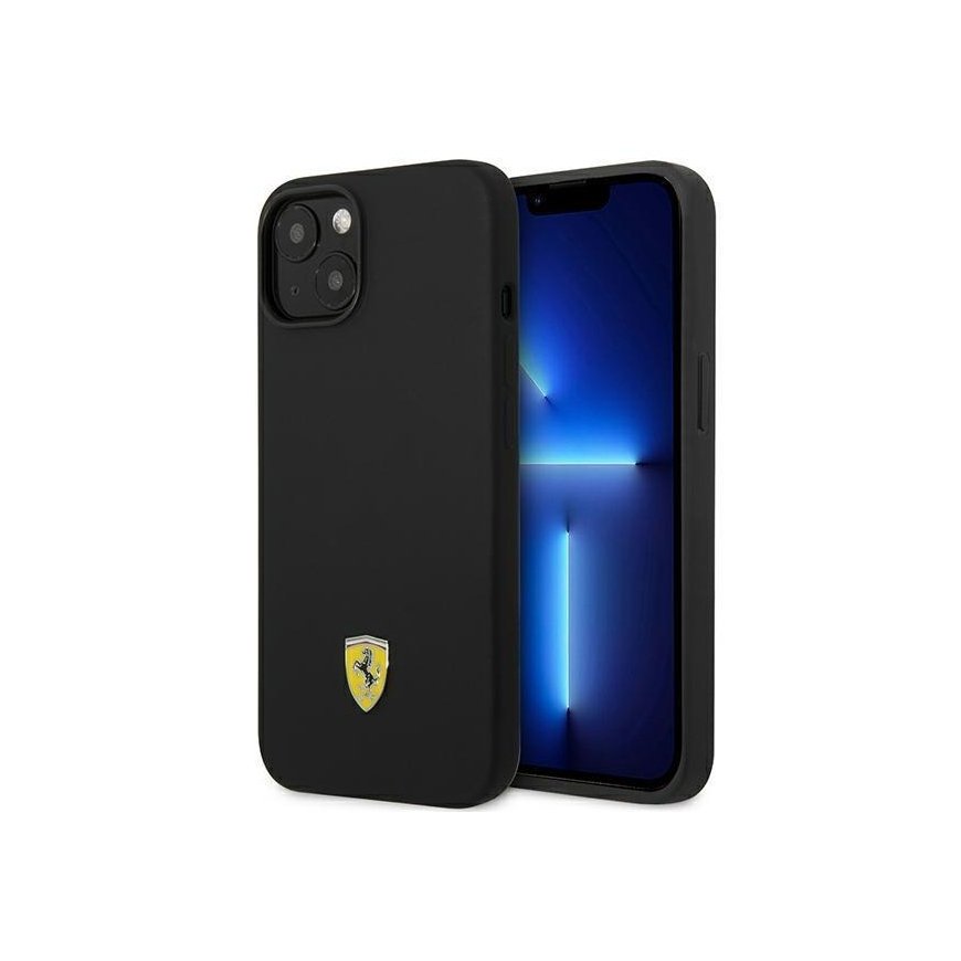 Case Ferrari FEHCP14SSIBBK iPhone 14 6.1 inch Black/Black Hard Silicone Metal Logo