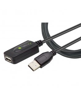 Techly IUSB-REP20TY USB-kaapeli 5 m USB 2.0 USB A Musta