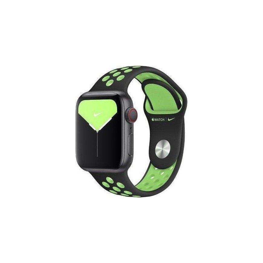 Apple Dirželis Apple Watch MXQW2FE/A 38/40/41mm Nike Sport Brand juoda-šviesiai žalia/juodas-lime blast