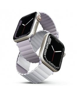 Išmaniojo laikrodžio Apple Watch 4/5/6/7/SE magnetinis/dvipusis dirželis, Rausvos/Baltos spalvos, 40/41mm