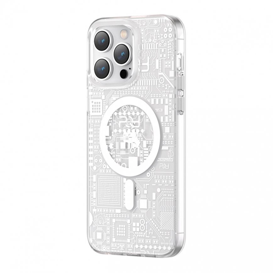 Kingxbar PQY Geek series magnetic case for iPhone 14 Plus MagSafe silver