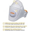Respiratorius Uvex silv-Air Premium 5210 FFP2, sulankstomas, su vožtuvu,3 vnt, mažmeninė pakuotė