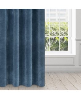 Eurofirany DIVA LINE RIA Minkšto aksomo naktinė užuolaida, 140X250 cm, kilpos / žiedai, spalva: tamsiai mėlyna