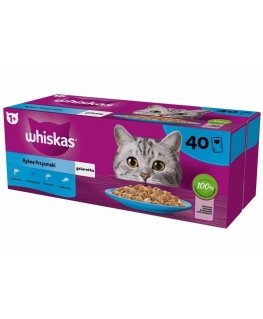 WHISKAS Zivju favorīti želejā - mitrā kaķu barība - 40x85 g