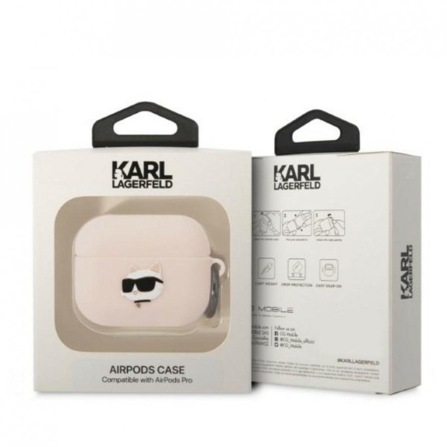 Karl Lagerfeld dėklas skirtas Airpods Pro KLAPRUNCHP pink 3D silikoninis NFT Karl – 3