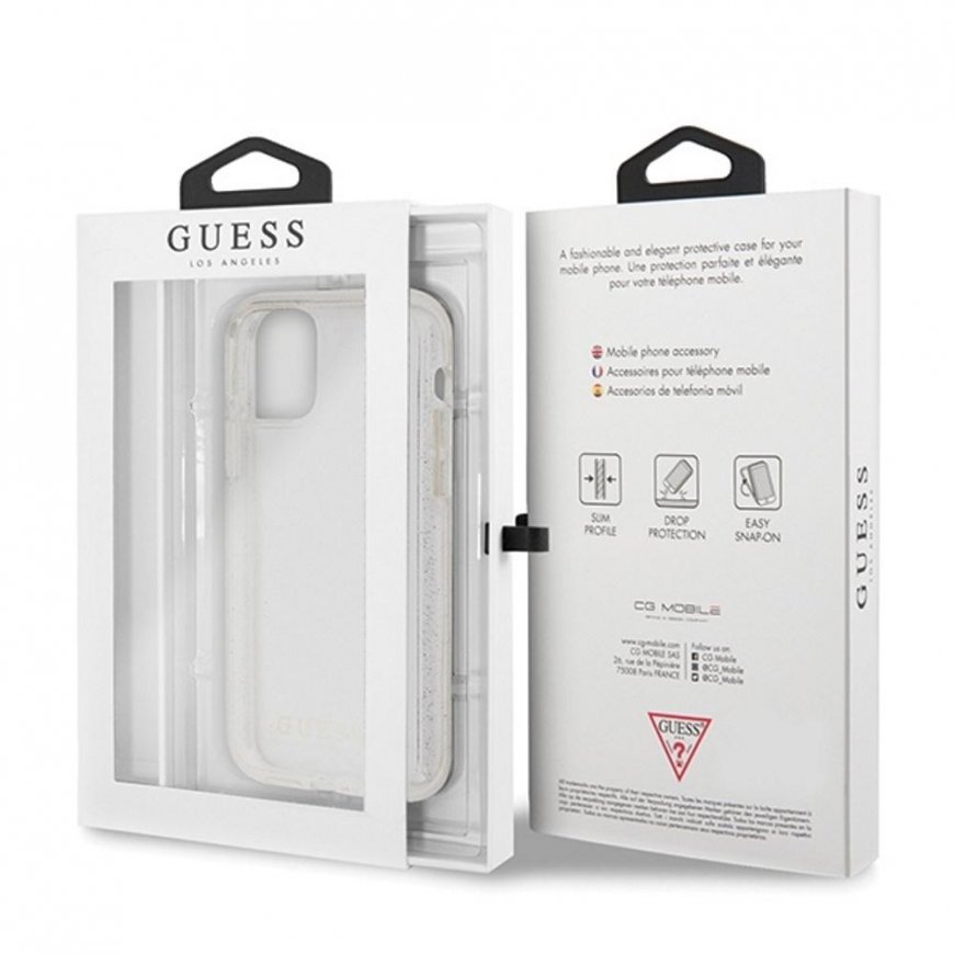 Guess GUHCN58PCGLSI iPhone 11 Pro silver/silver hard case Glitter – 5