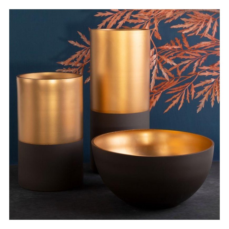 Eurofirany LIMITED COLLECTION Meninio stiklo dubenėlis ALISMA4, ∅ 25 X 15 cm, spalva: ruda/auksinė – 3