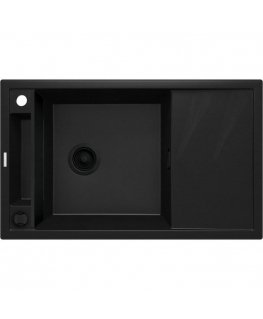 DEANTE Black NERO Matte MAGNETIC 1-BOWL GRANITE SINK WITH DRAINER