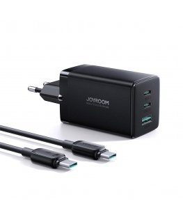 Joyroom fast charger GaN 65W USB, 2x USB C black + USB C cable - USB C 100W 1.2m (TCG01)