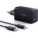 Joyroom greitas įkroviklis GaN 65W USB, 2x USB C juodas + USB C laidas - USB C 100W 1,2m (TCG01) Joyroom greitas įkroviklis GaN 65W USB, 2x USB C juodas + USB C laidas - USB C 100W 1,2m (TCG01)