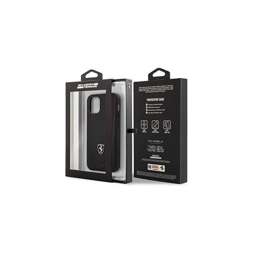 Ferrari FEOGOHCP12LBK iPhone 12 Pro Max 6.7" black/black hard case, perforated – 2