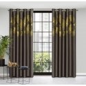 Eurofirany Night blackout type blackout curtain HARMONY with shiny ginkgo pattern, 140 X 250 cm, rings, color: brown, gold