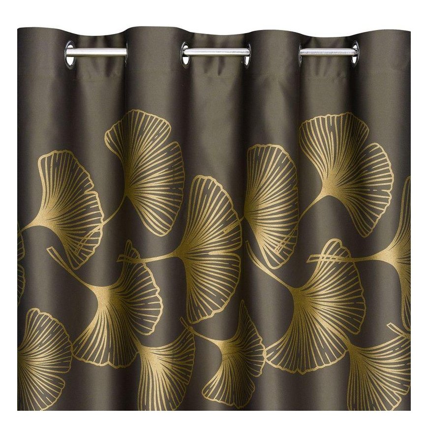 Eurofirany Night blackout type blackout curtain HARMONY with shiny ginkgo pattern, 140 X 250 cm, rings, color: brown, gold – 2
