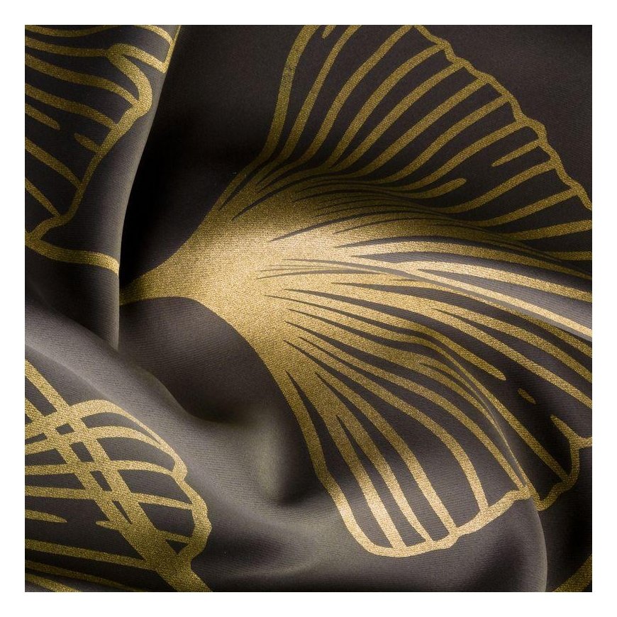 Eurofirany Naktinė blackout tipo temdanti užuolaida HARMONY su blizgiu ginkmedžio raštu, 140 X 250 cm, žiedai, spalva: ruda, auk – 3