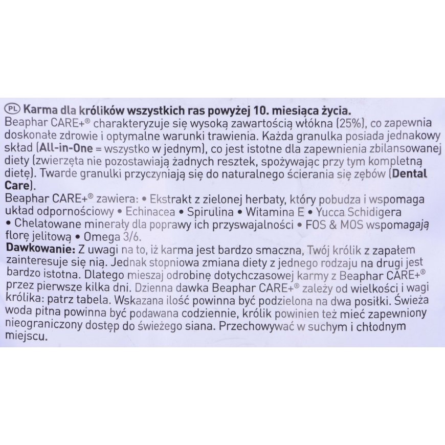 Beaphar Care+ Trušu barība trušiem - 1,5 kg – 2
