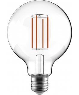 Airam LED G95 lamp, E27, 3000K, 470lm, clear dome