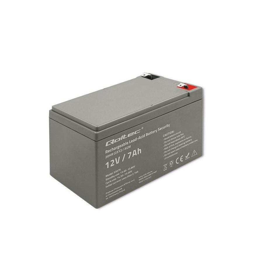 Qoltec 53076 AGM akumulators | 12V