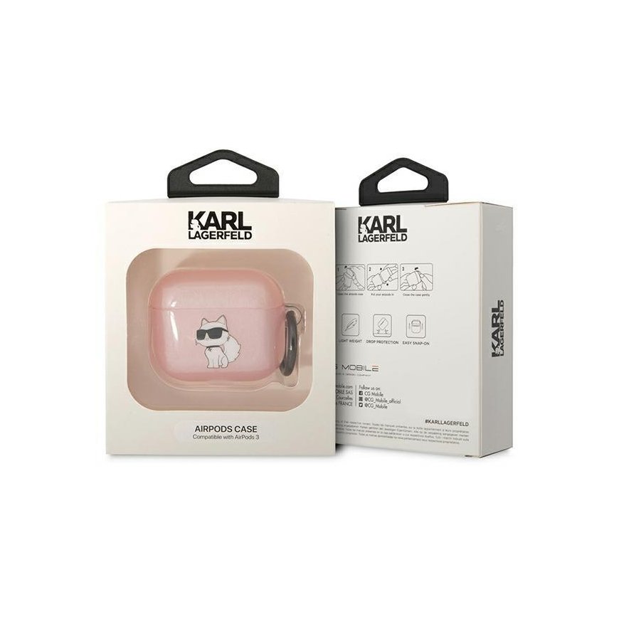 Karl Lagerfeld etui skirta Airpods 3 KLA3HNCHTCP pink Ikonik Choupette – 3