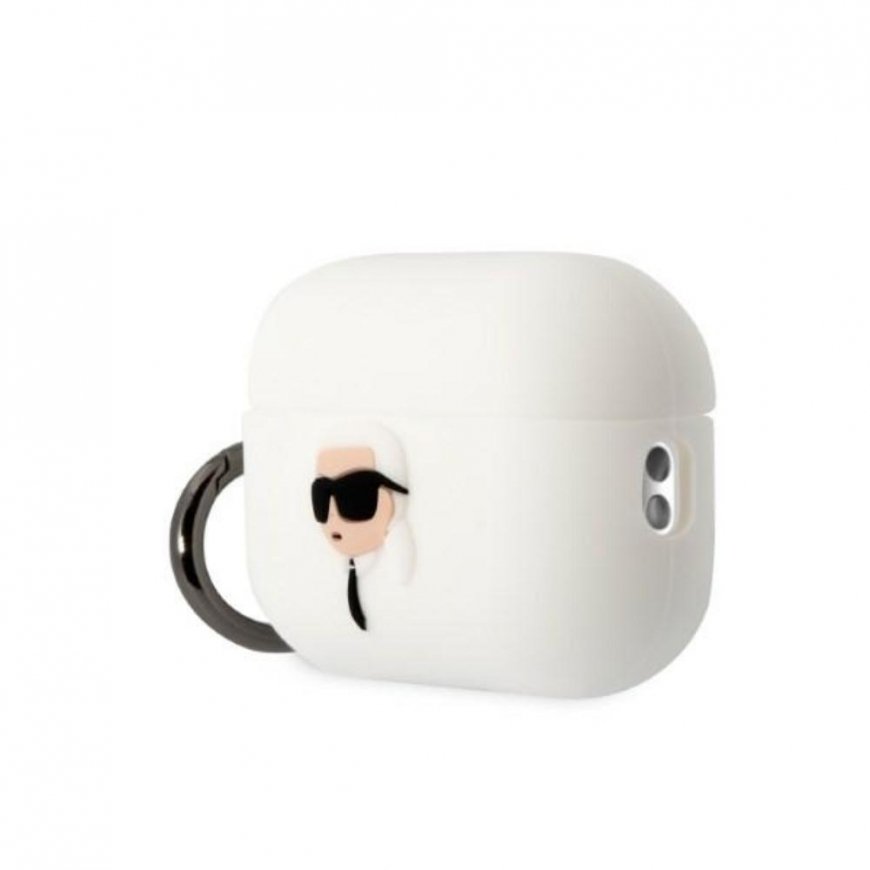 Karl Lagerfeld Dėklas Karl Lagerfeld KLAP2RUNIKH Apple AirPods Pro 2 cover balta/baltas silikoninis Karl Head 3D – 3