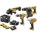 Dewalt baterijų komplektas Combo Li-Ion 18V/3x5,0Ah [DCK428P3T-QW] DCD796 + DCF894 + DCG405 + DCH273