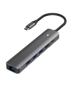 EXTRADIGITAL Adapteris USB Type-C - HDMI, LAN, 3x USB 3.0 Type-A, USB Type-C PD100W