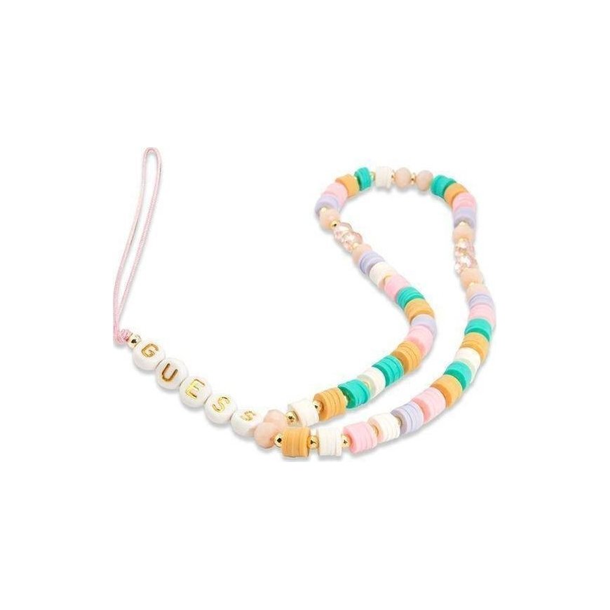 Guess Guess zawieszka GUSTFLWP Phone Strap rožinė/pink Heishi Beads
