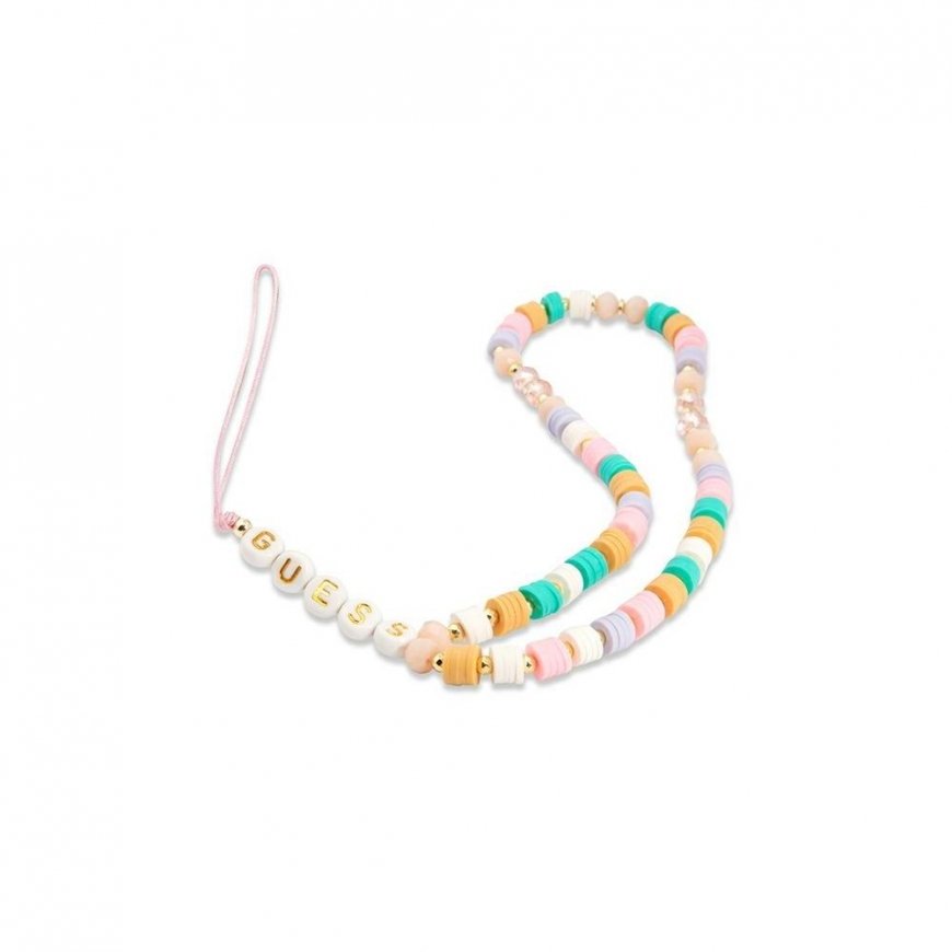 Guess Guess zawieszka GUSTFLWP Phone Strap rožinė/pink Heishi Beads – 3