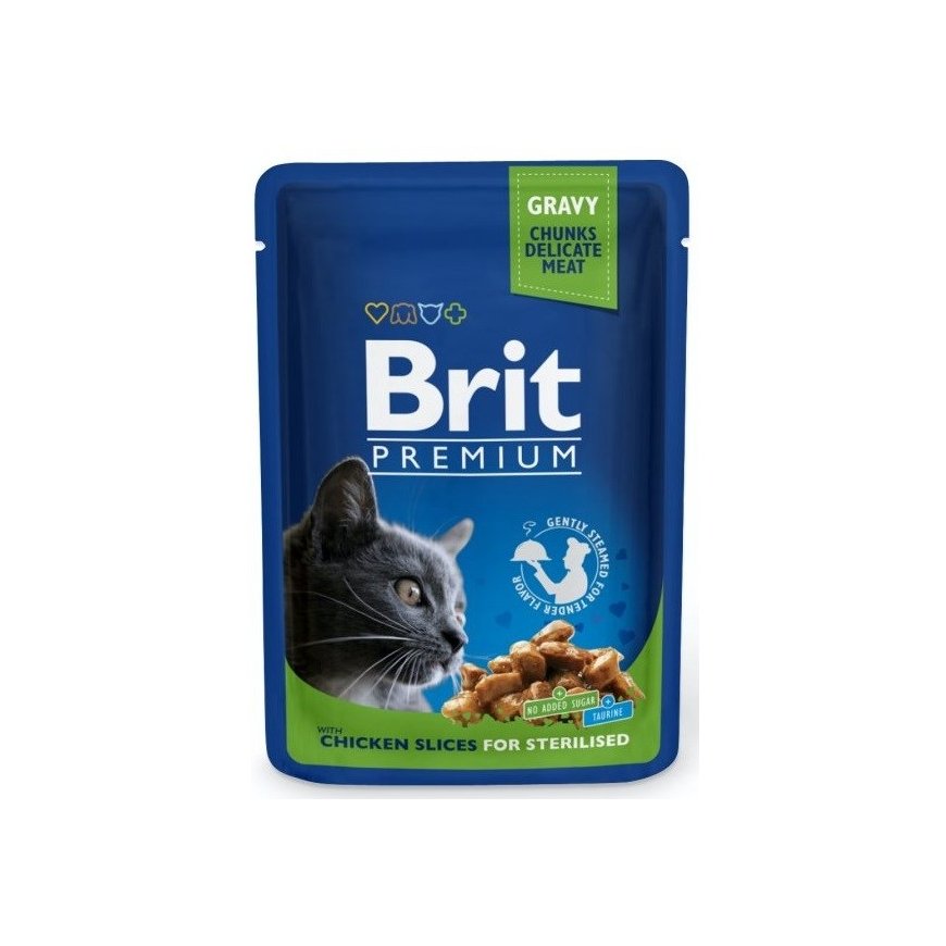 BRIT Premium Cat Chicken Sterilized - mitrā kaķu barība - 100g