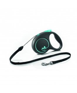 Flexi Black Design S pavadėlis šunims iki 12kg virvinis 5m mėlynos spalvos