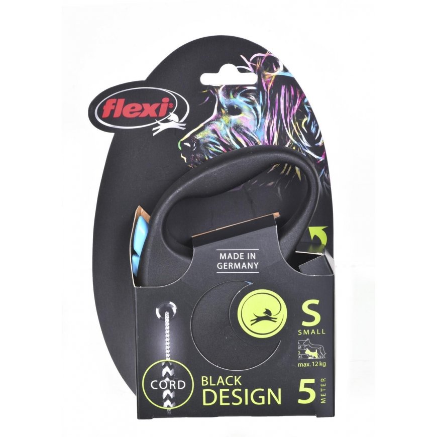 Flexi Black Design S pavadėlis šunims iki 12kg virvinis 5m mėlynos spalvos – 2