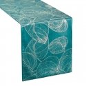 Eurofirany BLINK / 16 Velvet table runner with a pattern of large leaves, 35X220 cm, color: dark turquoise Eurofirany BLINK / 16 Velvet table runner with a pattern of large leaves, 35X220 cm, color: dark turquoise