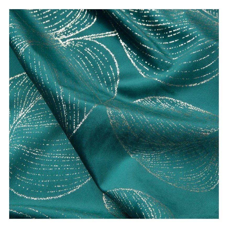 Eurofirany BLINK / 16 Velvet table runner with a pattern of large leaves, 35X220 cm, color: dark turquoise – 4