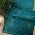 Eurofirany BLINK / 16 Velvet table runner with a pattern of large leaves, 35X220 cm, color: dark turquoise Eurofirany BLINK / 16 Velvet table runner with a pattern of large leaves, 35X220 cm, color: dark turquoise