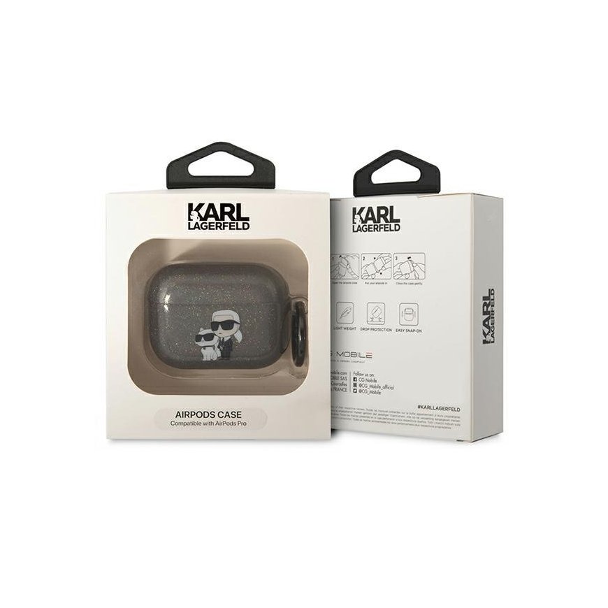 Karl Lagerfeld etui skirta Airpods Pro KLAPHNKCTGK juodas Gliter Karl&Choupette – 3