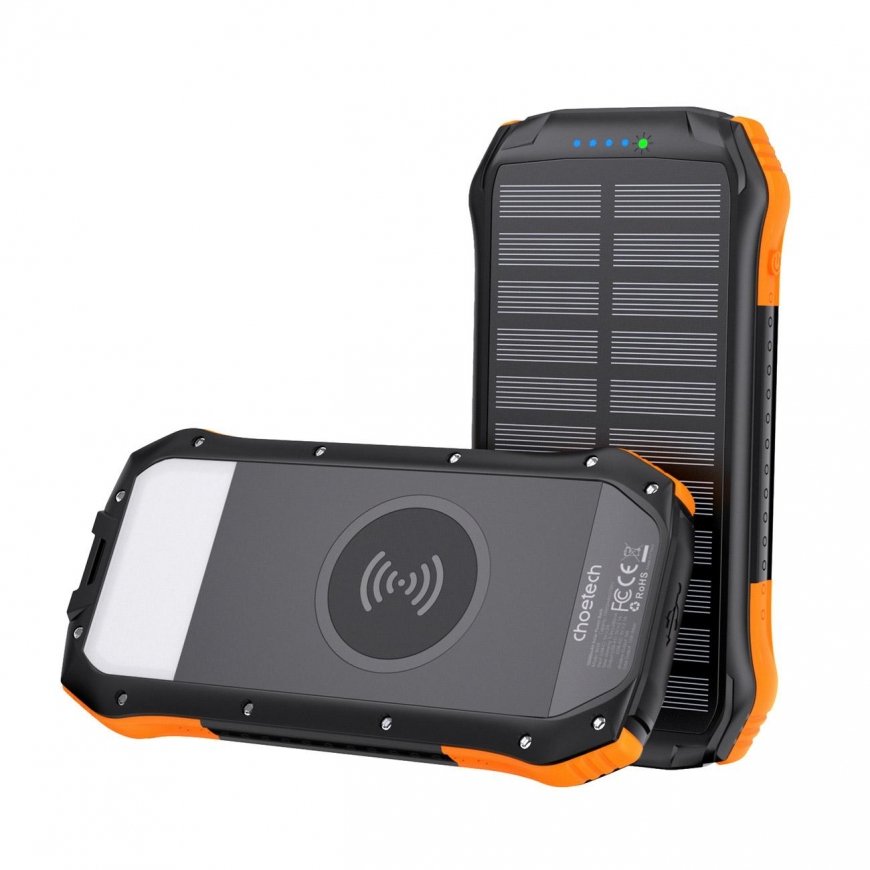 Choetech solar power bank with inductive charging 20000mAh PD 20W / QC 18W / Qi 10W orange (B657) – 2
