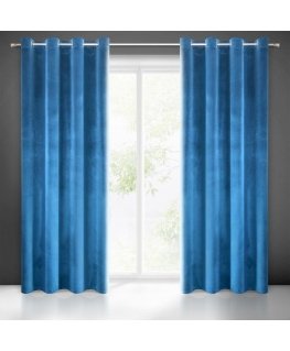 Soft and shiny velvet night curtain Eurofirany SAMANTA 140X250 cm, loops/rings, color: dark blue