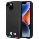 Dėklas BMW BMHCP14S22PTDK iPhone 14 6,1 colio juodas / juodas odinis trispalvis antspaudas Dėklas BMW BMHCP14S22PTDK iPhone 14 6,1 colio juodas / juodas odinis trispalvis antspaudas