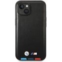 Dėklas BMW BMHCP14S22PTDK iPhone 14 6,1 colio juodas / juodas odinis trispalvis antspaudas Dėklas BMW BMHCP14S22PTDK iPhone 14 6,1 colio juodas / juodas odinis trispalvis antspaudas
