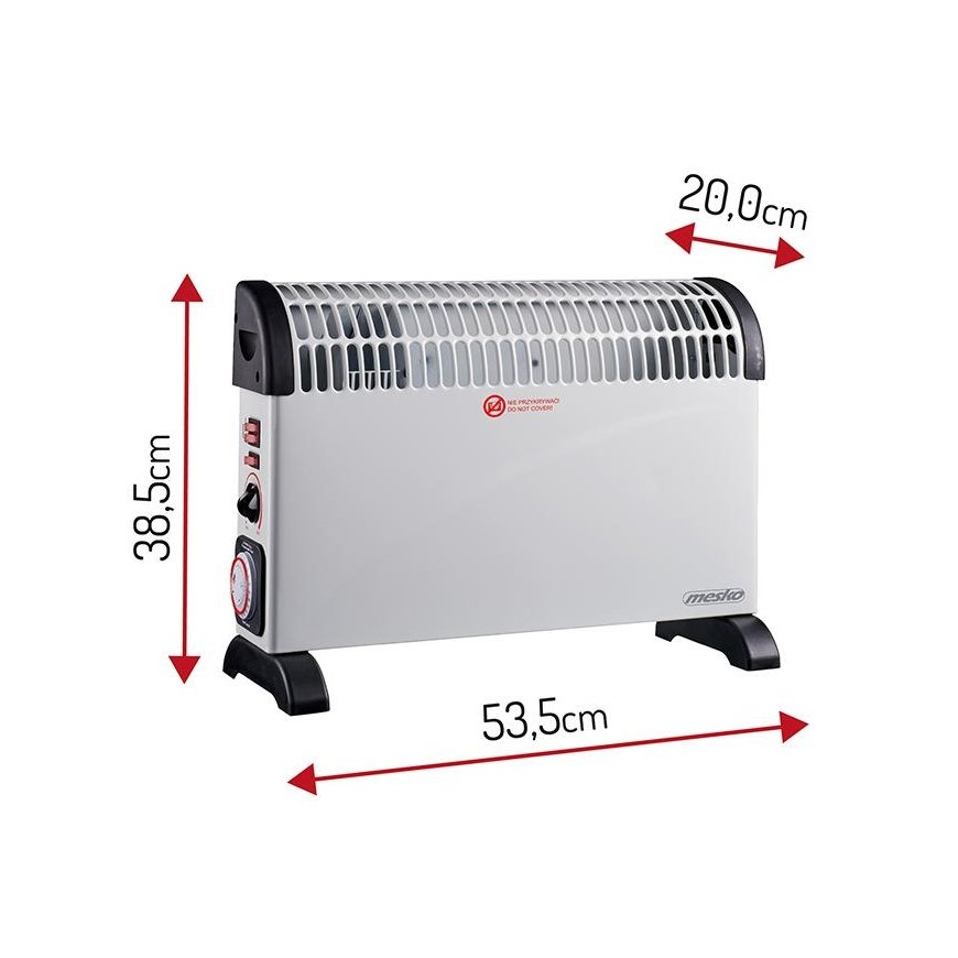 Mesko Convector Heater with Timer and Turbo Fan MS 7741w 2000 W, Number of power levels 3, Baltas – 5