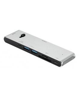 Deltaco USBC-HDMI21 dokstacija Bezvadu Melns, Sudrabs