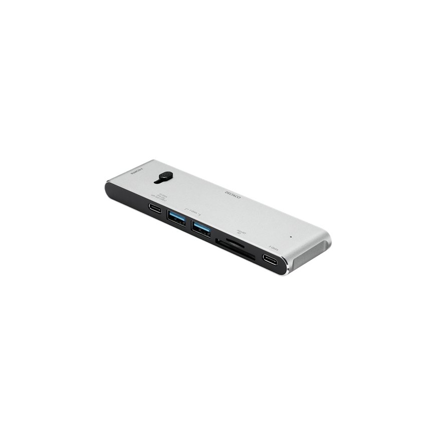 Deltaco USBC-HDMI21 dokstacija Bezvadu Melns, Sudrabs