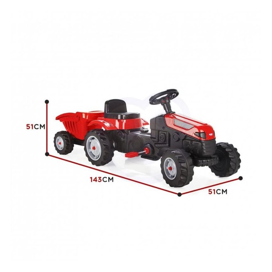Children's tractor with pedals and trailer WOOPIE GoTrac, red – 4